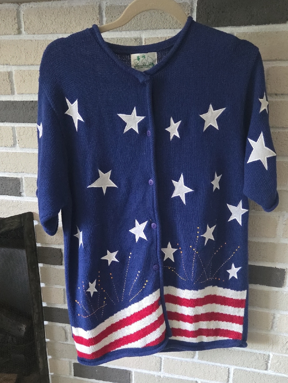 Patriotic Quacker Factory Royal Blue Knit Sweater USA